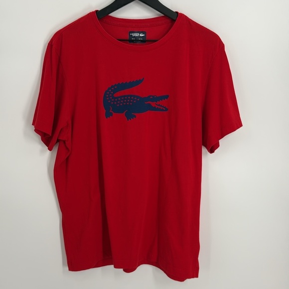 Lacoste Sport Ultra Dry Short Sleeve Cotton Blend T Shirt in Red - Size XL - Picture 1 of 7